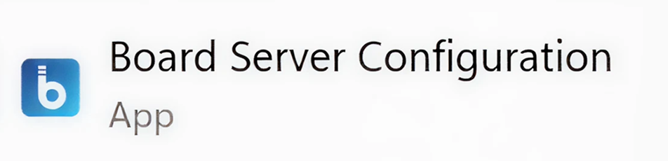 Board Server Configuration app interface displaying essential setup options and features.